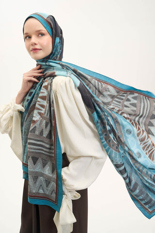 Urban Hours Art Turkuaz Mayda Şal 190x70 - Mayda Şal - | Silk Home