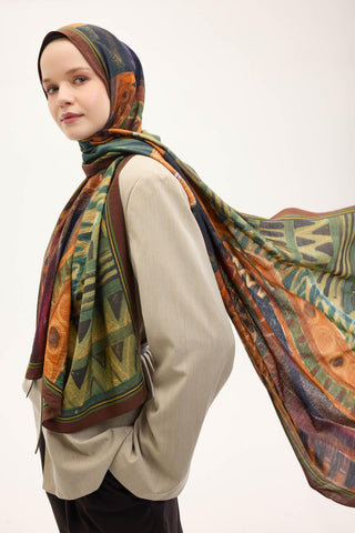 Urban Hours Art Kahverengi Mayda Şal 190x70 - Mayda Şal - | Silk Home