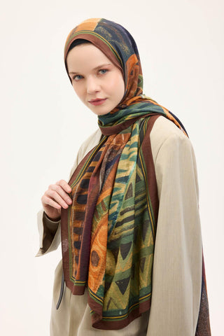 Urban Hours Art Kahverengi Mayda Şal 190x70 - Mayda Şal - | Silk Home