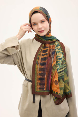 Urban Hours Art Kahverengi Mayda Şal 190x70 - Mayda Şal - | Silk Home