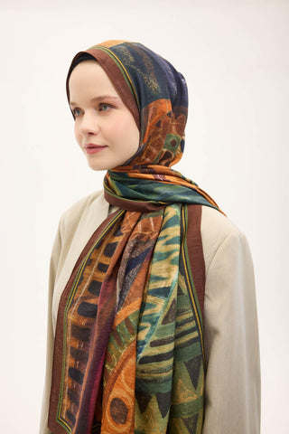 Urban Hours Art Kahverengi Mayda Şal 190x70 - Mayda Şal - | Silk Home