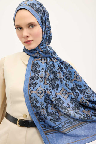 Urban Hours Luvia Gök Mavi Mayda Şal 190x70 - Mayda Şal - | Silk Home