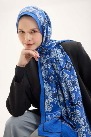 Urban Hours Luvia Saks Mavi Mayda Şal 190x70 - Mayda Şal - | Silk Home