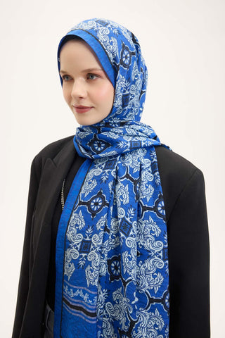 Urban Hours Luvia Saks Mavi Mayda Şal 190x70 - Mayda Şal - | Silk Home