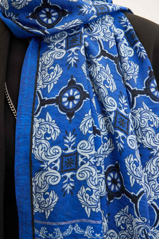 Urban Hours Luvia Saks Mavi Mayda Şal 190x70 - Mayda Şal - | Silk Home