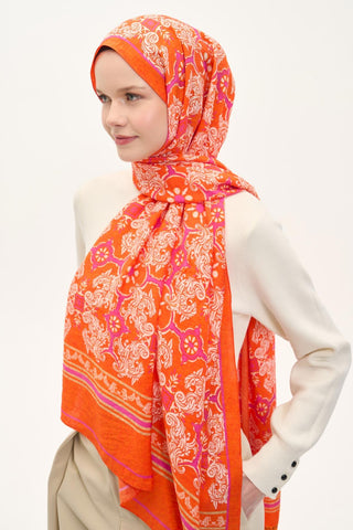 Urban Hours Luvia Koyu Turuncu Mayda Şal 190x70 - Mayda Şal - | Silk Home