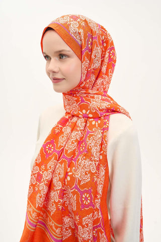 Urban Hours Luvia Koyu Turuncu Mayda Şal 190x70 - Mayda Şal - | Silk Home