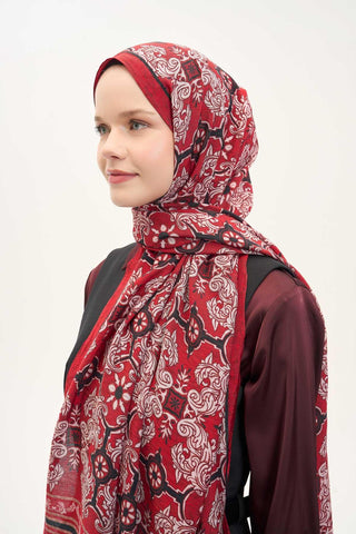 Urban Hours Luvia Koyu Kırmızı Mayda Şal 190x70 - Mayda Şal - | Silk Home