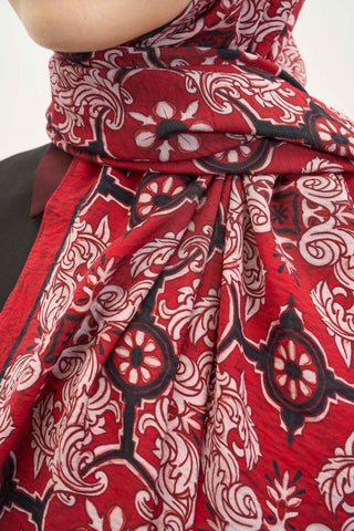 Urban Hours Luvia Koyu Kırmızı Mayda Şal 190x70 - Mayda Şal - | Silk Home