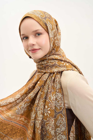 Urban Hours Luvia Hardal Kahve Mayda Şal 190x70 - Mayda Şal - | Silk Home