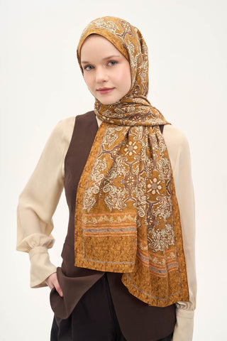 Urban Hours Luvia Hardal Kahve Mayda Şal 190x70 - Mayda Şal - | Silk Home