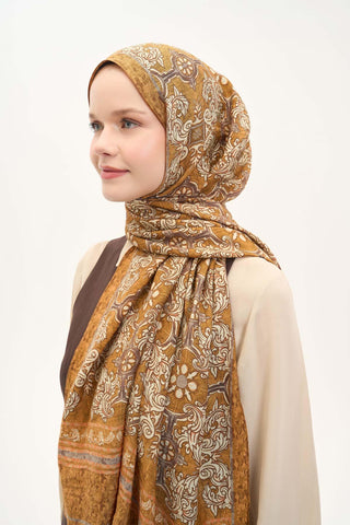 Urban Hours Luvia Hardal Kahve Mayda Şal 190x70 - Mayda Şal - | Silk Home