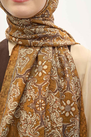 Urban Hours Luvia Hardal Kahve Mayda Şal 190x70 - Mayda Şal - | Silk Home