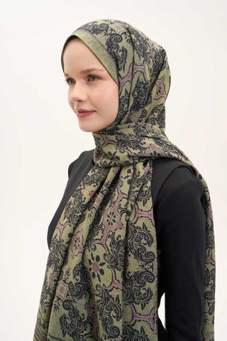 Urban Hours Luvia Yağ Yeşili Mayda Şal 190x70 - Mayda Şal - | Silk Home