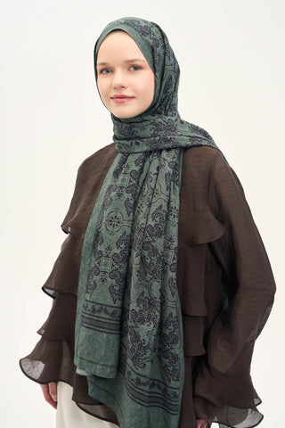 Urban Hours Luvia Yeşil Siyah Mayda Şal 190x70 - Mayda Şal - | Silk Home