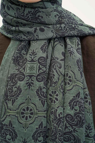 Urban Hours Luvia Yeşil Siyah Mayda Şal 190x70 - Mayda Şal - | Silk Home