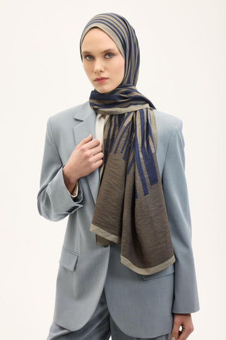 Urban Hours Orya Lacivert Mayda Şal 190x70 - Mayda Şal - | Silk Home