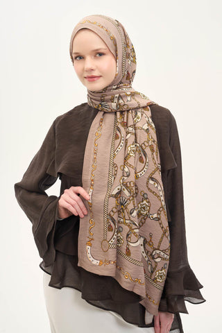 Urban Hours Liora Sütlü Kahve Mayda Şal 190x70 - Mayda Şal - | Silk Home