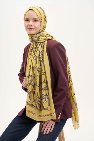 Urban Hours Liora Pastel Sarı Mayda Şal 190x70 - Mayda Şal - | Silk Home