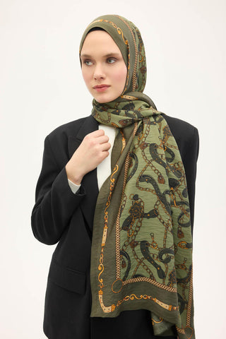 Urban Hours Liora Asker Yeşili Mayda Şal 190x70 - Mayda Şal - | Silk Home