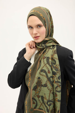 Urban Hours Liora Asker Yeşili Mayda Şal 190x70 - Mayda Şal - | Silk Home