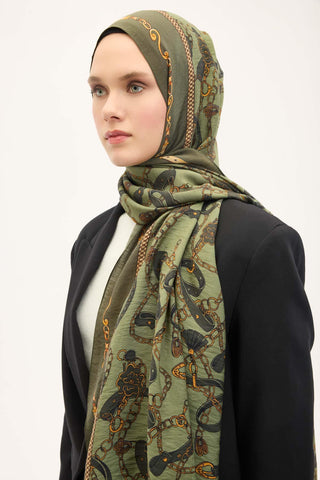 Urban Hours Liora Asker Yeşili Mayda Şal 190x70 - Mayda Şal - | Silk Home