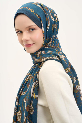 Urban Hours Liora Petrol Mavisi Mayda Şal 190x70 - Mayda Şal - | Silk Home
