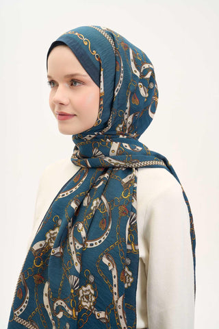 Urban Hours Liora Petrol Mavisi Mayda Şal 190x70 - Mayda Şal - | Silk Home