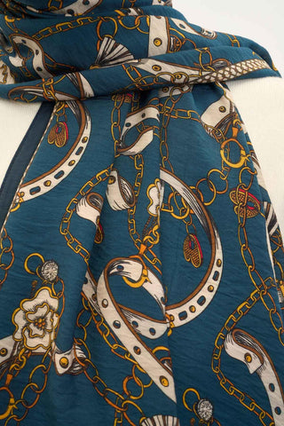 Urban Hours Liora Petrol Mavisi Mayda Şal 190x70 - Mayda Şal - | Silk Home