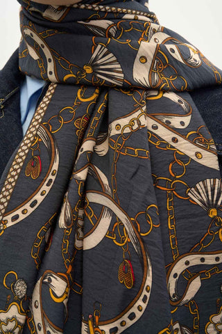 Urban Hours Liora Lacivert Mayda Şal 190x70 - Mayda Şal - | Silk Home