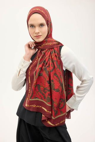 Urban Hours Liora Koyu Kırmızı Mayda Şal 190x70 - Mayda Şal - | Silk Home