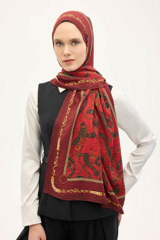 Urban Hours Liora Koyu Kırmızı Mayda Şal 190x70 - Mayda Şal - | Silk Home