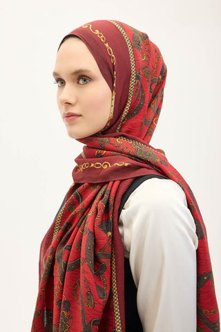 Urban Hours Liora Koyu Kırmızı Mayda Şal 190x70 - Mayda Şal - | Silk Home