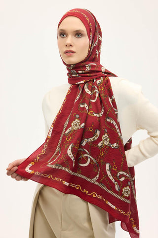 Urban Hours Liora Kırmızı Beyaz Mayda Şal 190x70 - Mayda Şal - | Silk Home