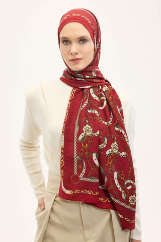 Urban Hours Liora Kırmızı Beyaz Mayda Şal 190x70 - Mayda Şal - | Silk Home