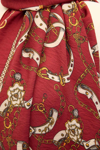 Urban Hours Liora Kırmızı Beyaz Mayda Şal 190x70 - Mayda Şal - | Silk Home