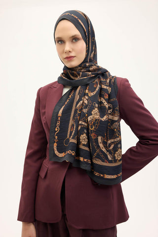 Urban Hours Liora Dumanlı Siyah Mayda Şal 190x70 - Mayda Şal - | Silk Home