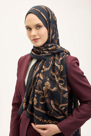 Urban Hours Liora Dumanlı Siyah Mayda Şal 190x70 - Mayda Şal - | Silk Home