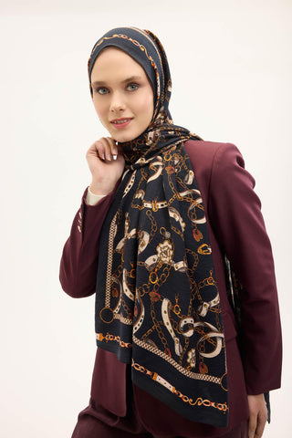 Urban Hours Liora Koyu Siyah Mayda Şal 190x70 - Mayda Şal - | Silk Home