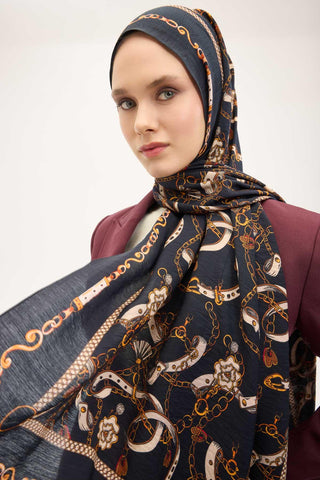 Urban Hours Liora Koyu Siyah Mayda Şal 190x70 - Mayda Şal - | Silk Home