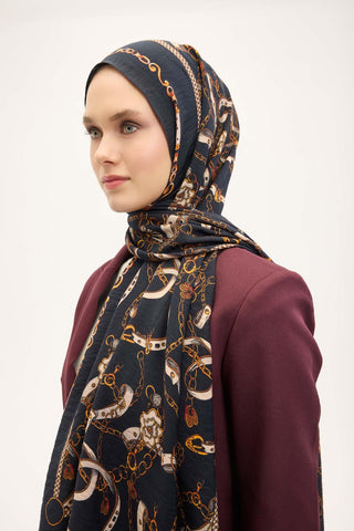 Urban Hours Liora Koyu Siyah Mayda Şal 190x70 - Mayda Şal - | Silk Home