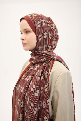 Urban Hours Lumera Kiremit Kırmızı Mayda Şal 190x70 - Mayda Şal - | Silk Home