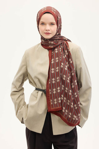 Urban Hours Lumera Kiremit Kırmızı Mayda Şal 190x70 - Mayda Şal - | Silk Home