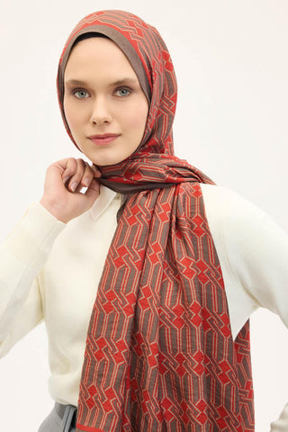 Urban Hours Lumera Turuncu Kırmızı Mayda Şal 190x70 - Mayda Şal - | Silk Home
