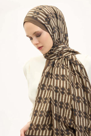 Urban Hours Lumera Yeşil Kahve Mayda Şal 190x70 - Mayda Şal - | Silk Home