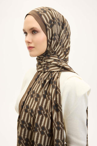 Urban Hours Lumera Yeşil Kahve Mayda Şal 190x70 - Mayda Şal - | Silk Home