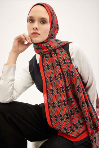 Urban Hours Lumera Canlı Kırmızı Mayda Şal 190x70 - Mayda Şal - | Silk Home