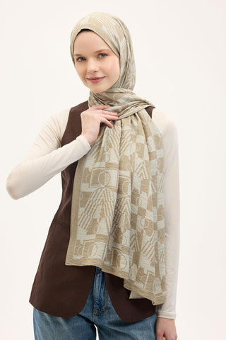 Urban Hours Elvora Bej Mayda Şal 190x70 - Mayda Şal - | Silk Home