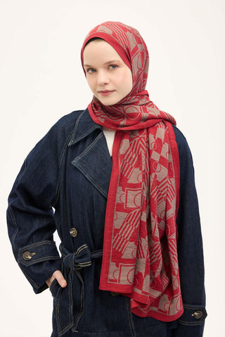 Urban Hours Elvora Kırmızı Mayda Şal 190x70 - Mayda Şal - | Silk Home