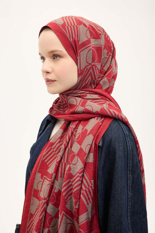 Urban Hours Elvora Kırmızı Mayda Şal 190x70 - Mayda Şal - | Silk Home